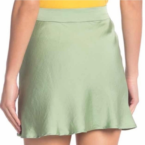 FREE PEOPLE Matcha Green Satin Phoebe Mini Skirt - Picture 2 of 4